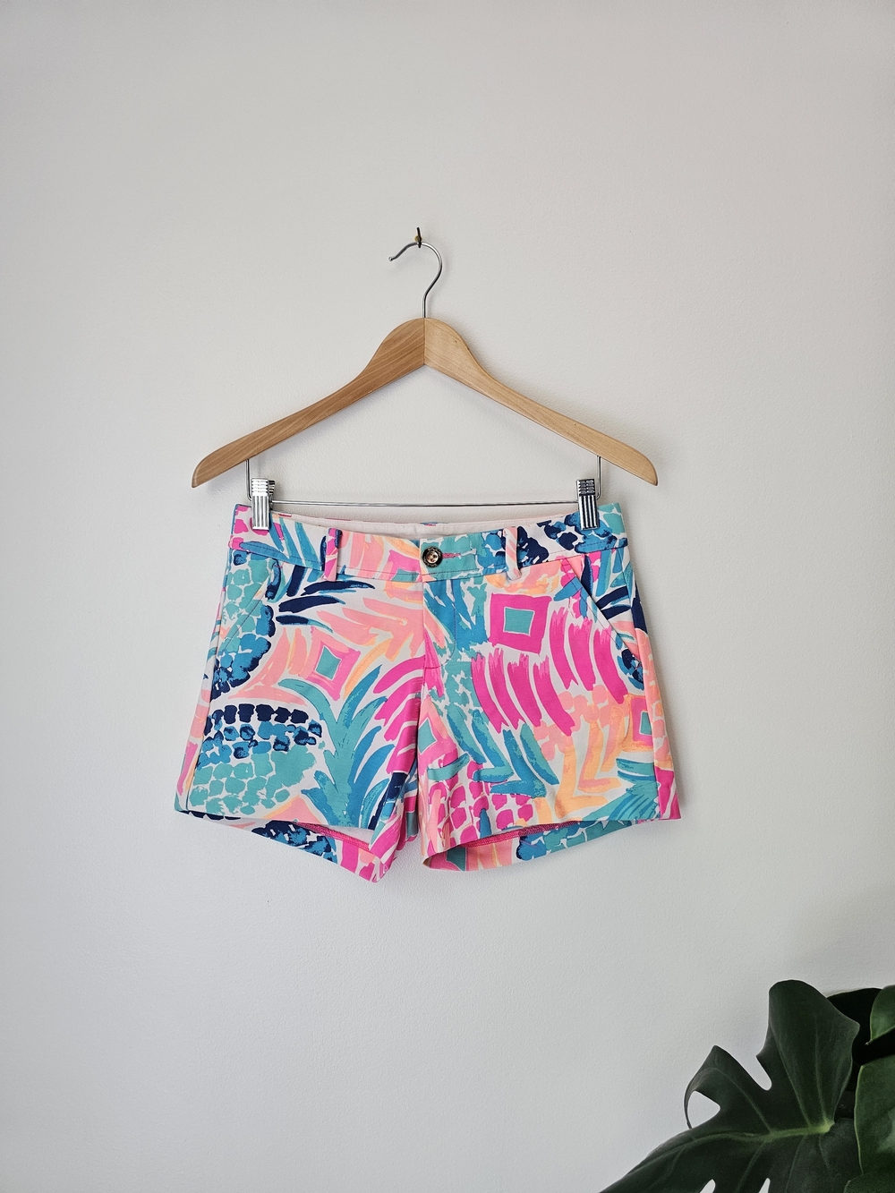 Lilly Pulitzer Pink & Aqua Tropical Print Jean Shorts